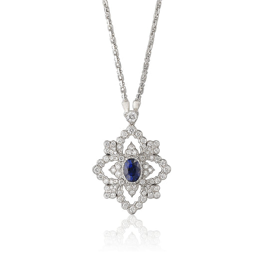 BQLT-XL954810菱形蕾丝花中号彩宝吊坠镶口加花边