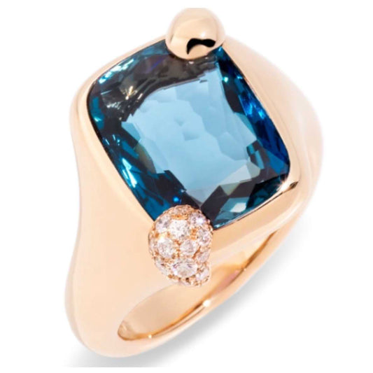 BMLD-PAB7083 pillow-shaped blue colored gold divination ring large size