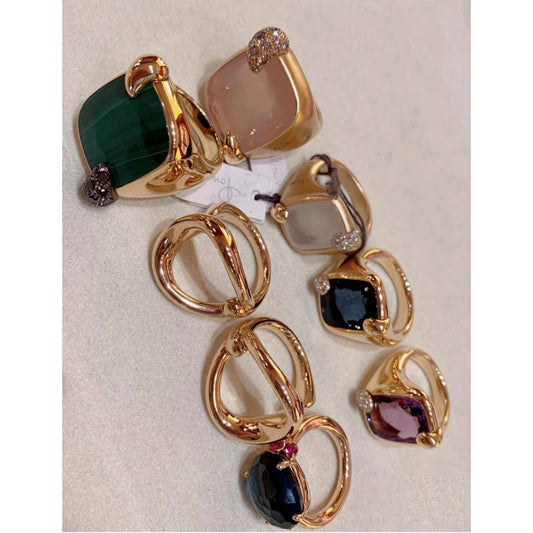 BMLD-PAB299421 cushion-shaped blue colored treasure candy light gold divination ring