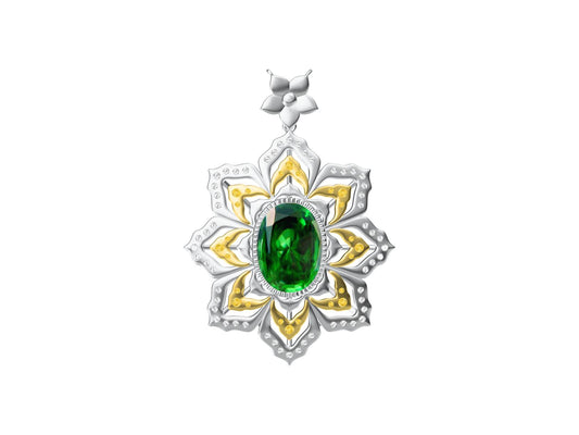 BQLT-XL111130 retro pattern water wave edge color-separated diamond pendant