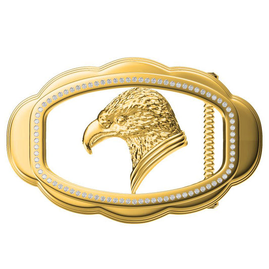 SDF-PDK94756098 layers of wavy edges and a circle of diamond eagle head belt buckle