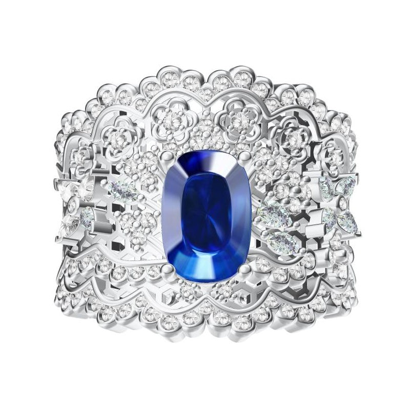 BQLT-JZ584784 Sapphire honeycomb lace wavy edge arm ring