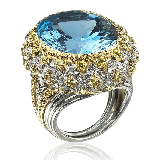 BQLT-JZ771822 Lace Colorful Cocktail Large Flower Head Ring