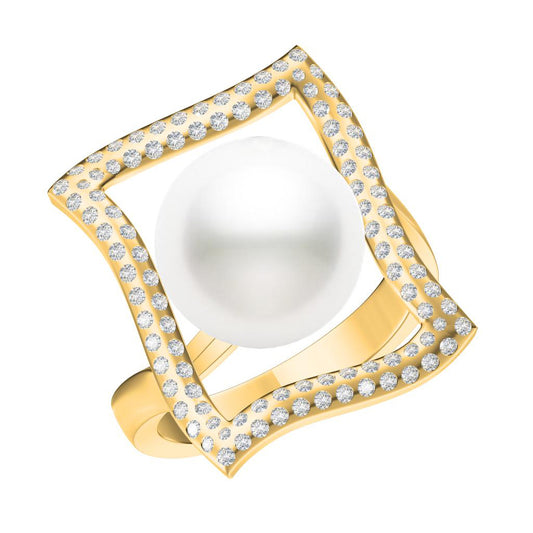 YMB-JZ16816611 square S wire frame ring (pearl 12.3mm)
