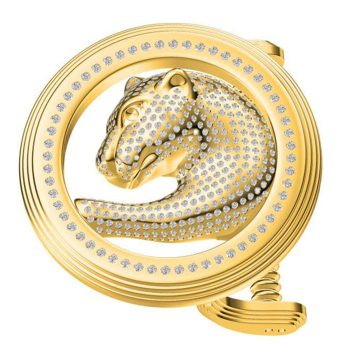 SDF-PDK39793590 diamond round frame dense diamond leopard belt buckle