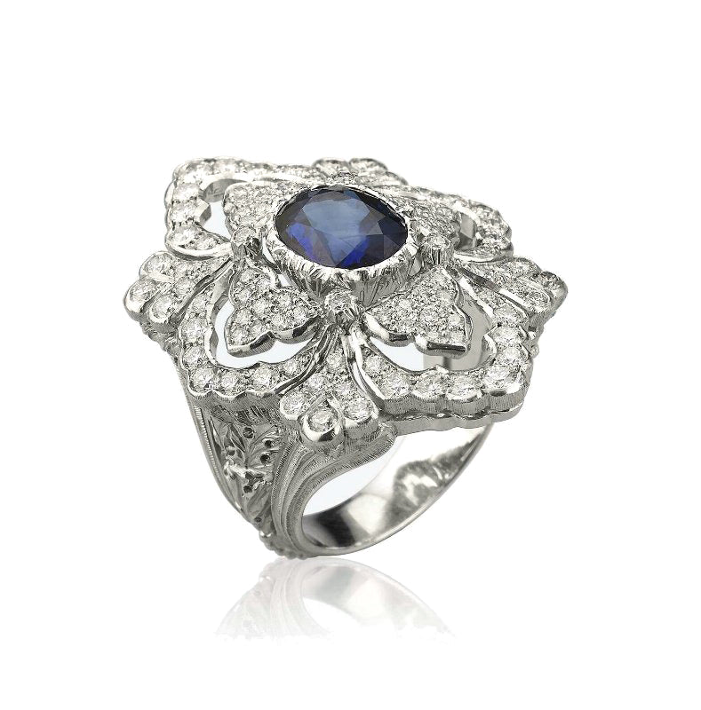 BQLT-JAURIN008388 bezel-set diamond flower large flower head ring