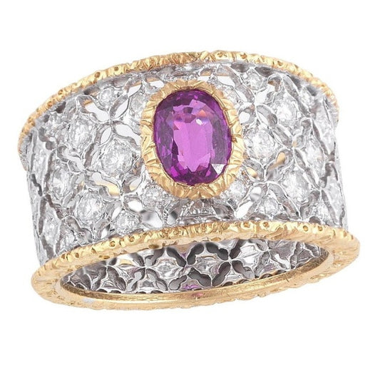BQLT-JZ630352 bezel-set lace colorful gem straight arm ring