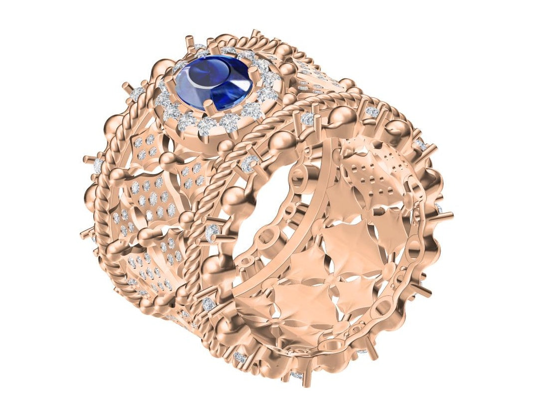 BQLT-JZ961381 lace ring surrounded by stone twisted rope beads