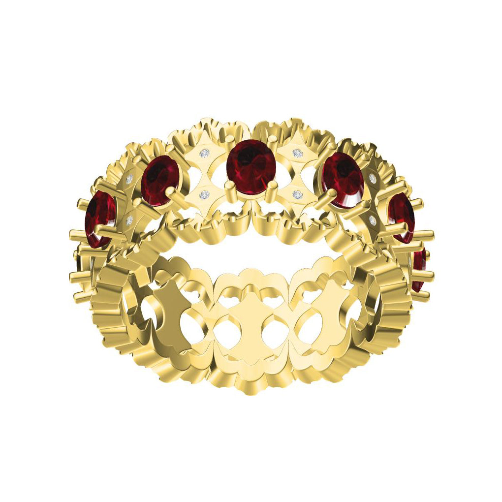 BQLT-JZ218668 lace wavy arm multi-main stone ring