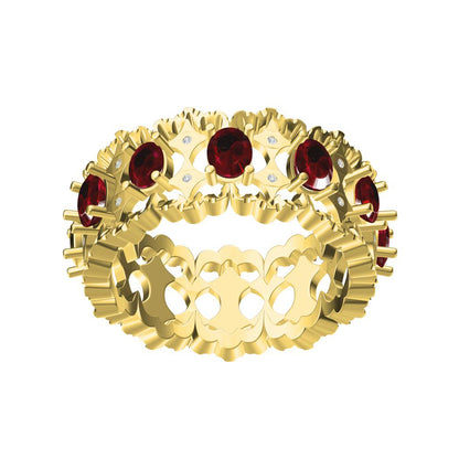 BQLT-JZ218668 lace wavy arm multi-main stone ring
