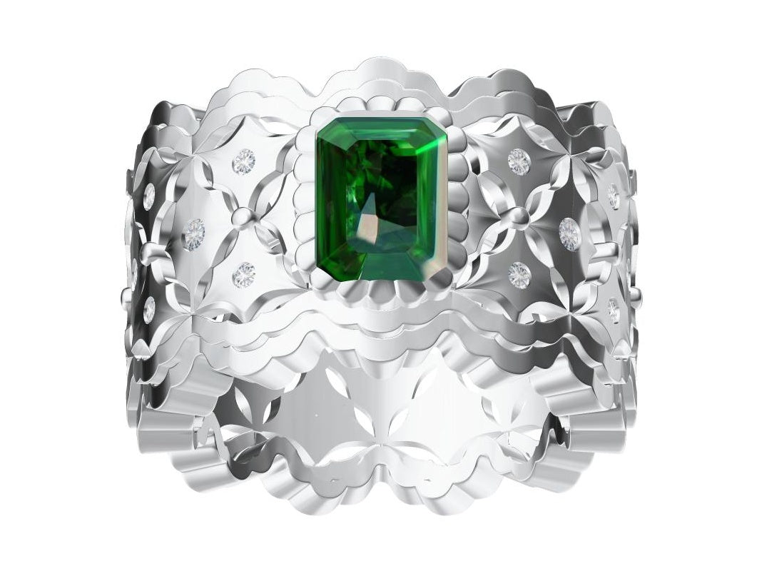 BQLT-RIN936285 14.4MM bezel lace wavy edge arm ring