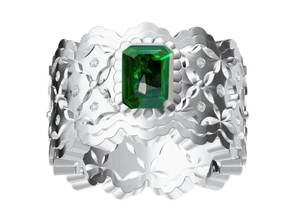 BQLT-RIN936285 14.4MM bezel lace wavy edge arm ring