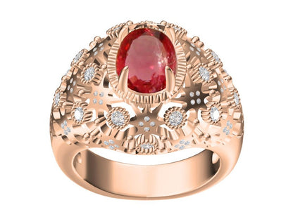 BQLT-RIN266693 Lace Colorful Flower Head Ring