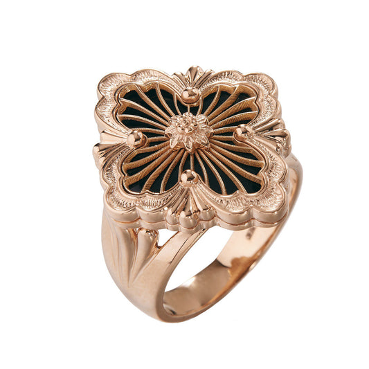BQLT-JZ256375 European style four-leaf clover middle ribbon agate ring customer version