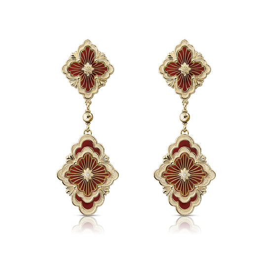 BQLT-JAUEAR018001 double flower four-leaf clover agate version earrings