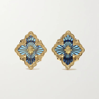BQLT-ES152420 European style enamel light gold four-leaf clover earrings