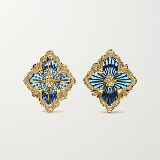 BQLT-ES152420 European style enamel light gold four-leaf clover earrings