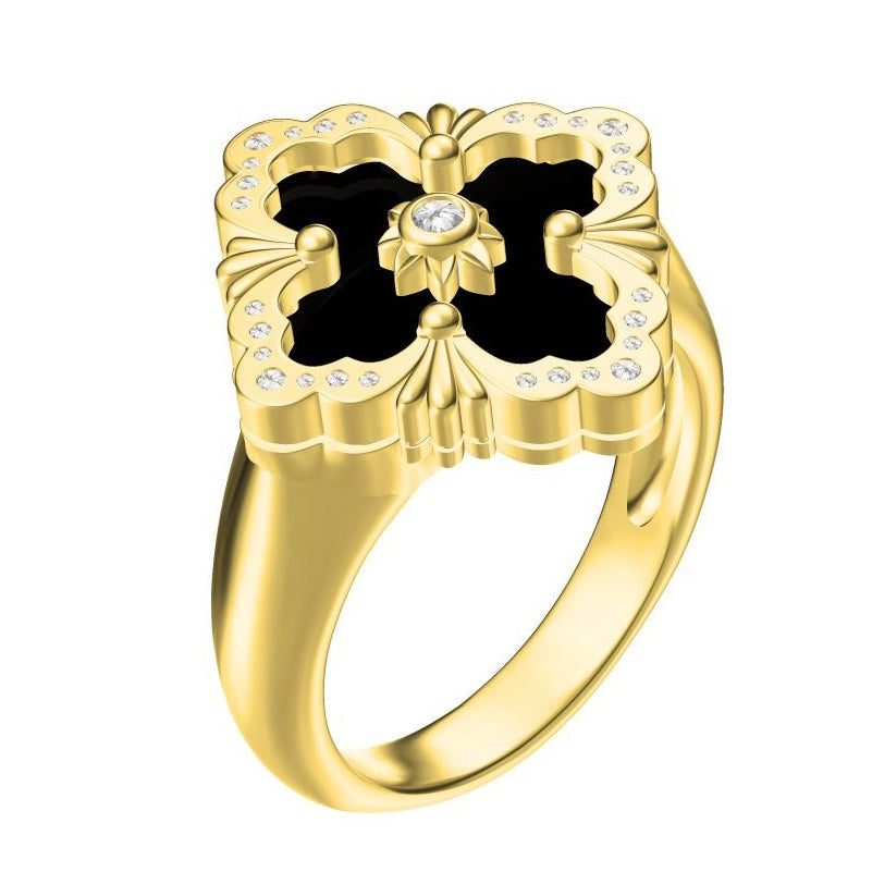 BQLT-JZ925084 European style four-leaf clover with diamond ring