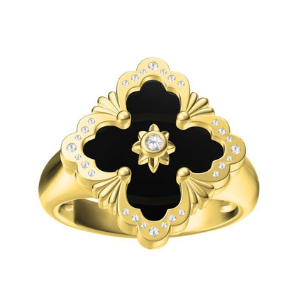 BQLT-JZ925084 European style four-leaf clover with diamond ring