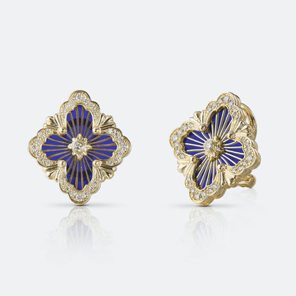 BQLT-JAUEAR017997 European style enamel diamond four-leaf clover earrings