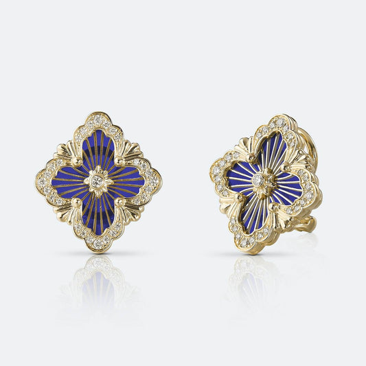 BQLT-JAUEAR017997 European style enamel diamond four-leaf clover earrings