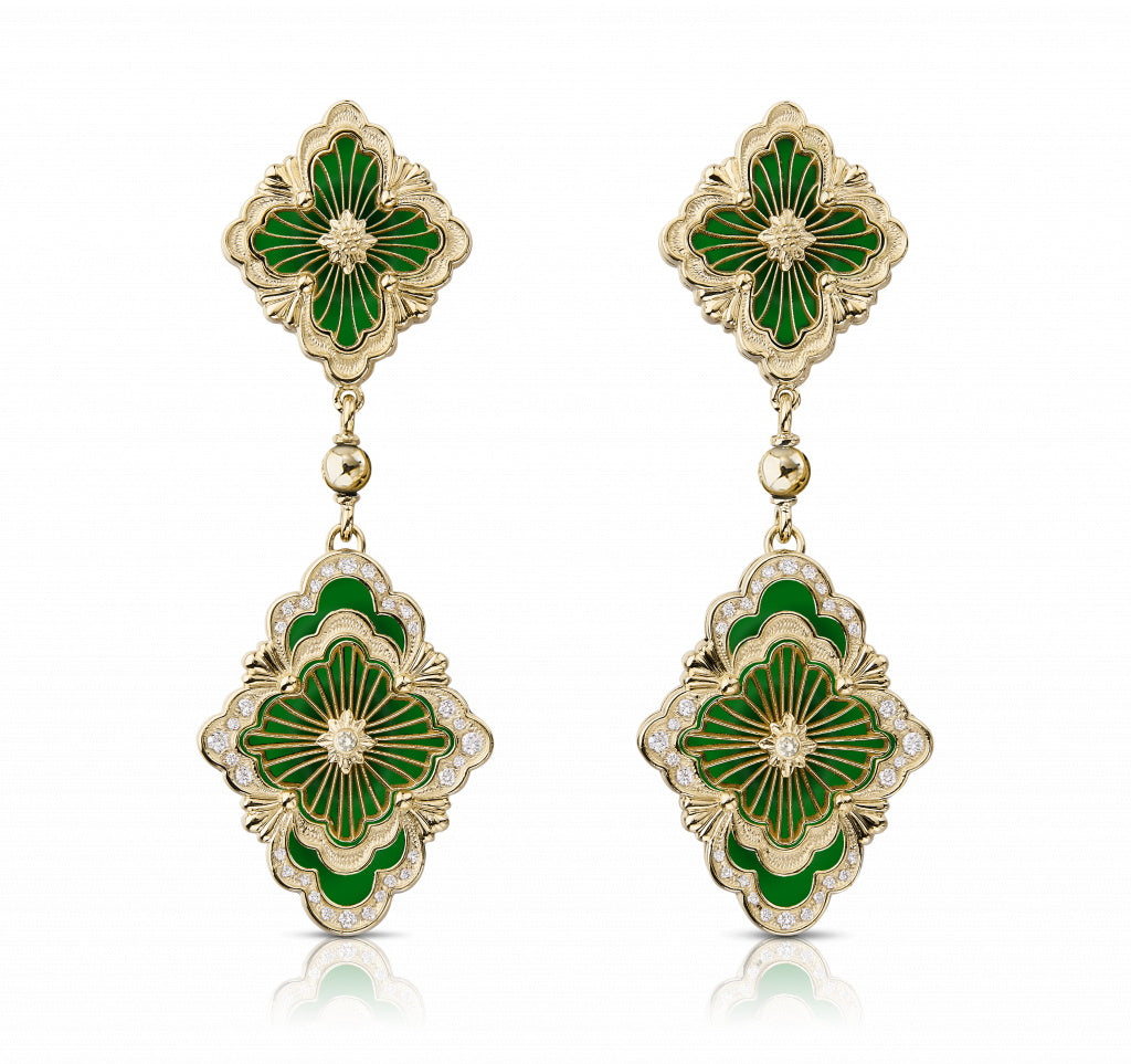 BQLT-JAUEAR021335 double flower four-leaf clover earrings