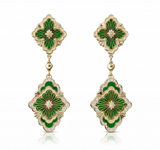 BQLT-JAUEAR021335 double flower four-leaf clover earrings