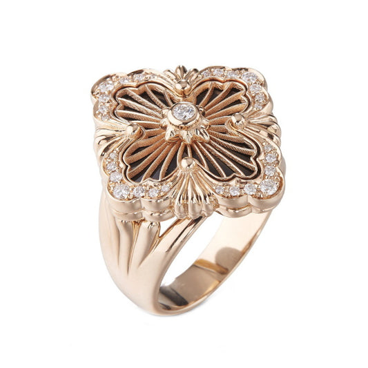 BQLT-JZ769820 European style four-leaf clover edged agate ring