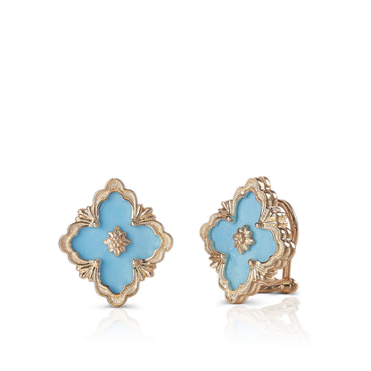 BQLT--ES972755 Opera color button earrings, ling-shaped flowers, European four-leaf clover ear clips
