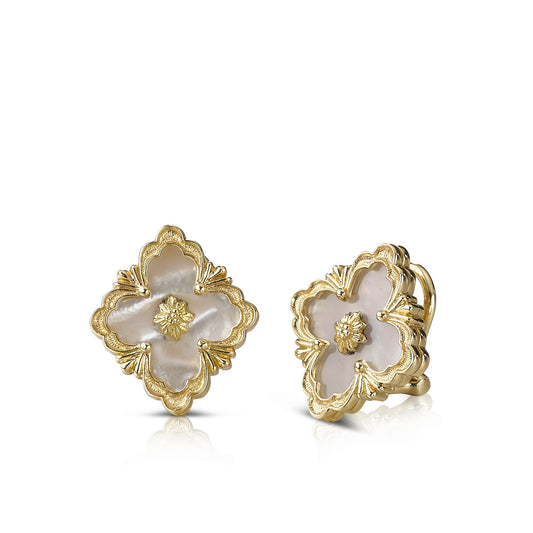 BQLT--ES972755 Opera color button earrings, ling-shaped flowers, European four-leaf clover ear clips