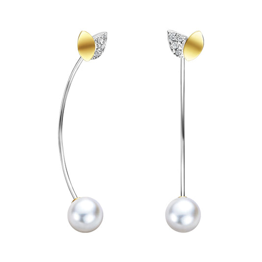 TSQ-828 Leaf Pearl Color Earrings