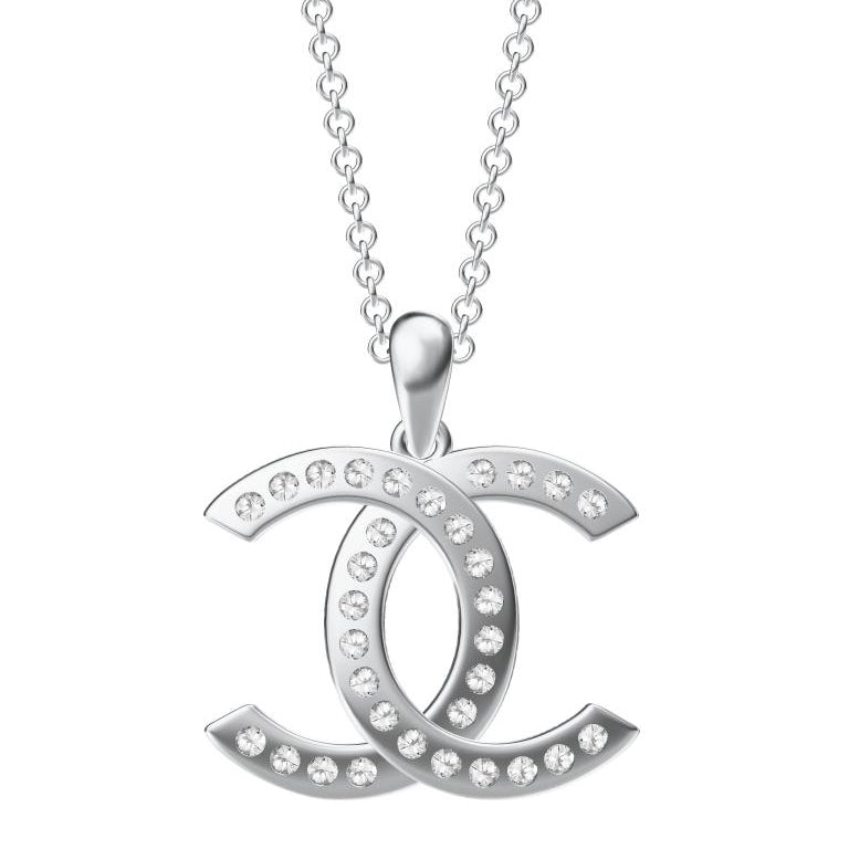 XNE-CNCP035 19mm single row diamond melon seed buckle version double C pendant
