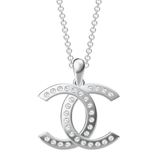 XNE-CNCP035 19mm single row diamond melon seed buckle version double C pendant