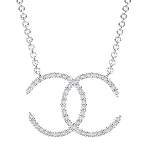 XNE-CNCP006 21.8mm double C full diamond prong set bolt chain pendant