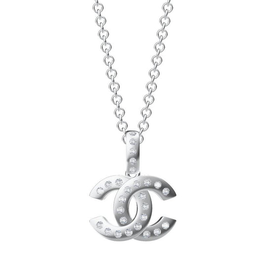 XNE-CNCP010 13.2mm Double C Full Diamond Sandwich Pendant