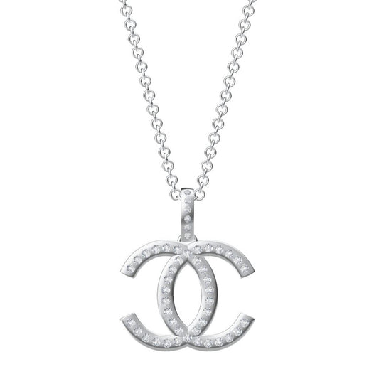 XNE-CNCP012 27mm full diamond flat double C pendant