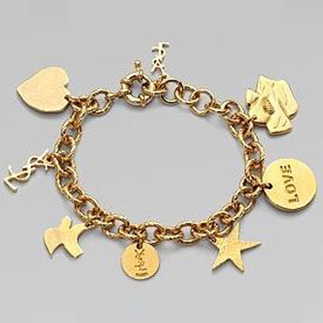YSL-893492 light gold letter heart-shaped star white dove flower bracelet