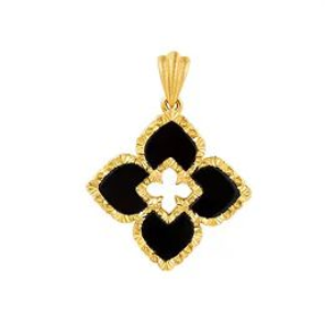LBT-WQ6548213双面四叶草黑玛瑙吊坠18mm