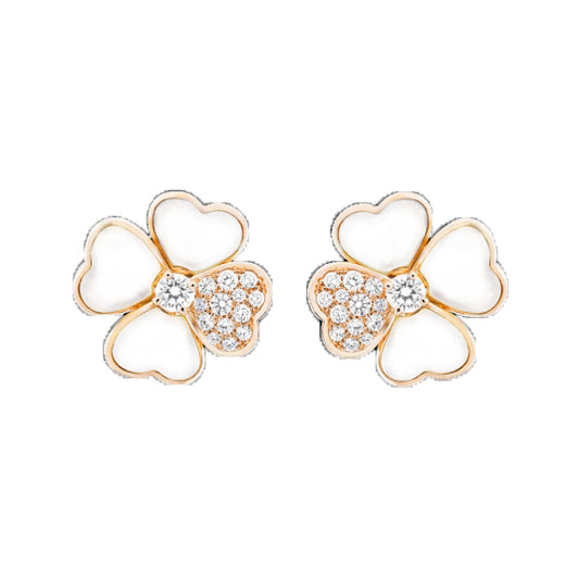VCARO5BZ00 21mm medium wave heart-shaped agate four-leaf clover earrings