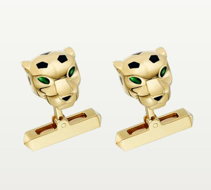 KDY-OG000328 light gold mechanical leopard head cufflinks 16x12mm