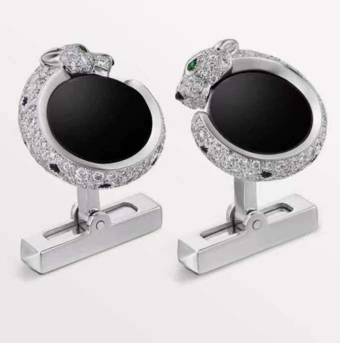 KDY-OG000334 straight diamond agate leopard cufflinks