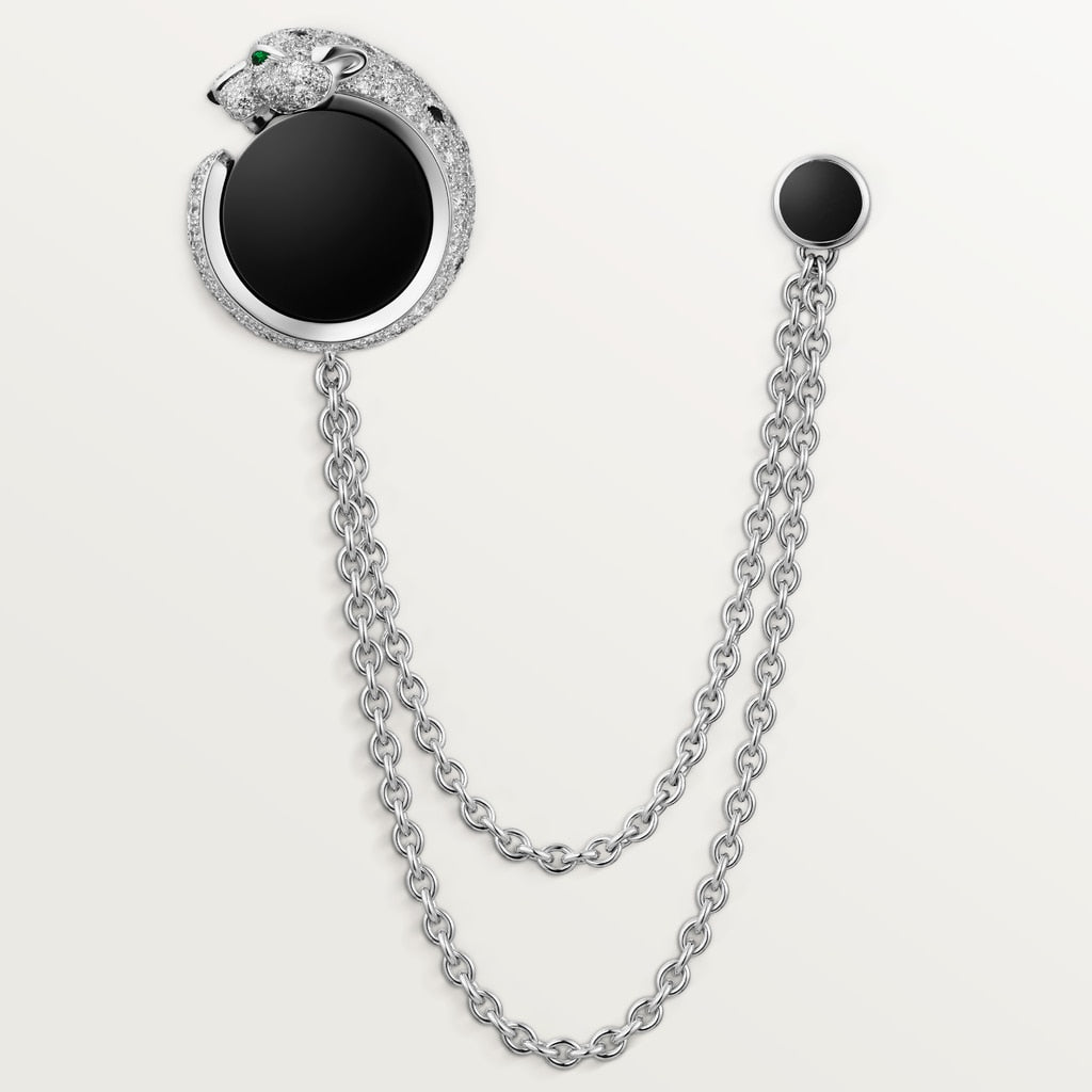 KDY-OG000338 straight full diamond agate leopard brooch