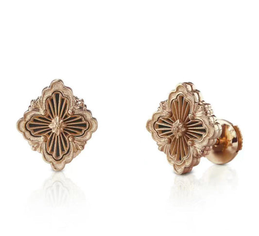 BQLT European four-leaf clover middle ribbon agate earrings