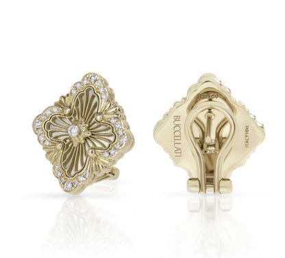 BQLT-ES293487 solid base gold edged silk agate version, European style bezel-mounted four-leaf clover ear racket