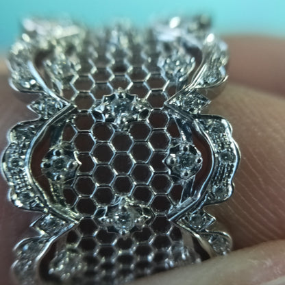 BQLT-JZ771161 13mm Ruby Honeycomb Hollow Lace Ring Custom Edition