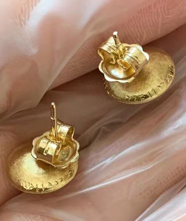 BQLT-ES799037 round body light gold surface and flower earrings