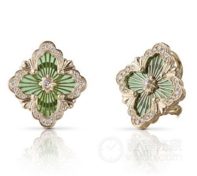 BQLT-JAUEAR017998 European style bezel setting, edged gold satin version, four-leaf clover earrings