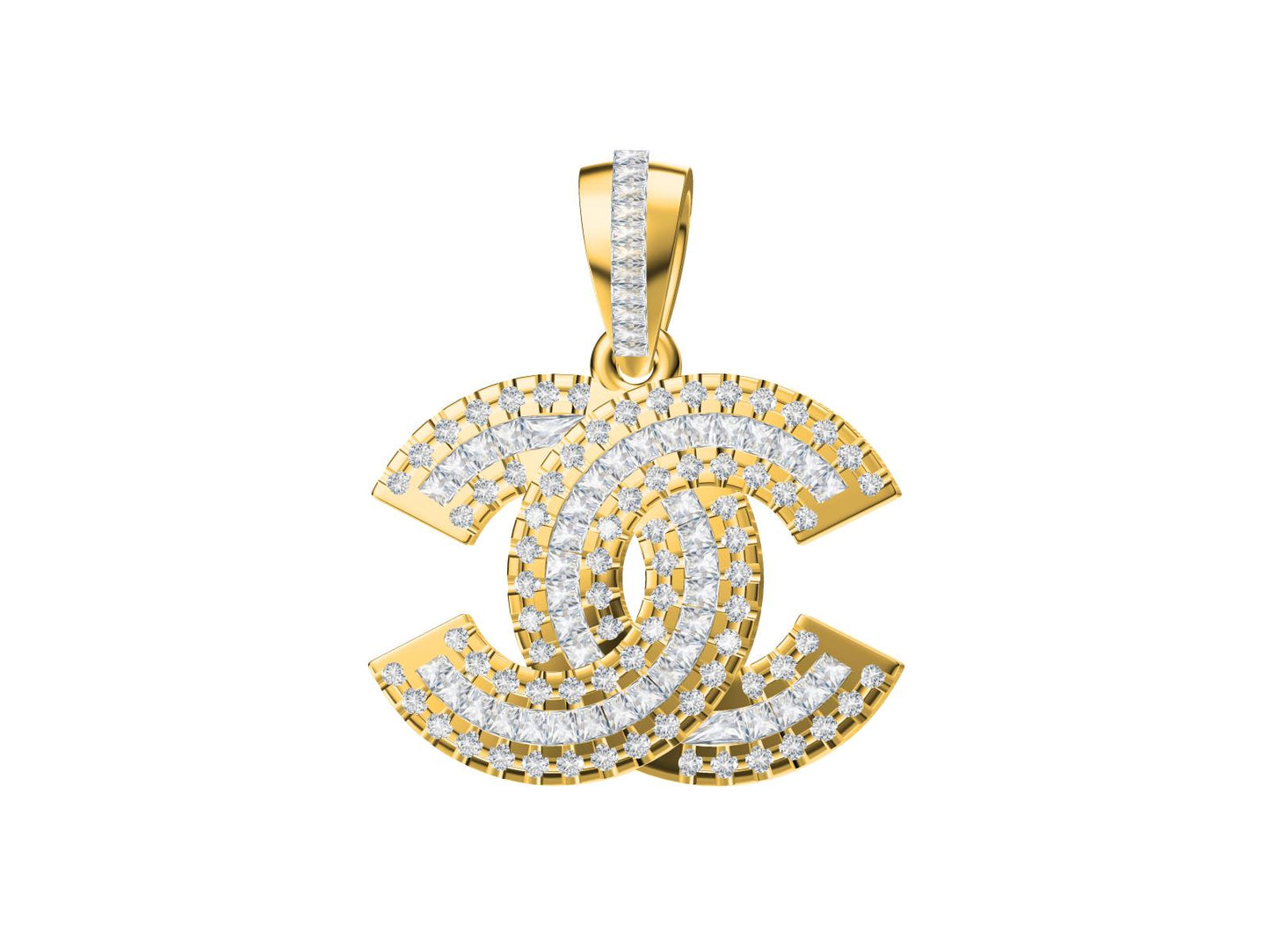 XNE-CN181655 15mm ladder double C pendant