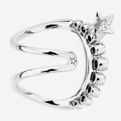 XNE-J12208 Diamond-Pentagram Moon Ring