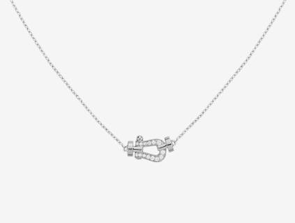 FLD-7B0280 Horseshoe Diamond Tie Chain Pendant Necklace Customer Version